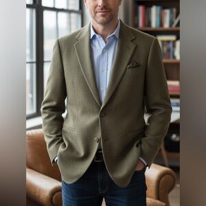 VESTIMENTA Mens Wool Blend Blazer Sport Coat Casual Jacket‎ Size 42R Brown